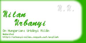 milan urbanyi business card